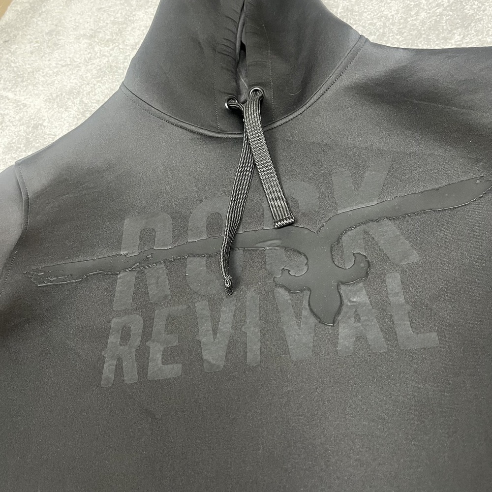 Rock Revival Hoodie Mens XL Black Pullover Sweatshirt Logo Embossed Pocket XL - Picture 2 of 7